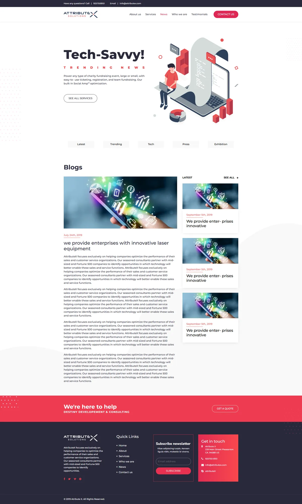 The AttributeX Solutions filterable news and blog page